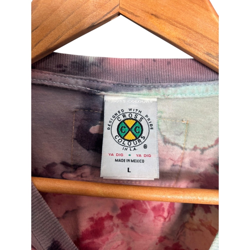 Cross Colours Tie Dye Long Sleeve Shirt "Clothing Without Prejudice" Graphic XL - Picture 3 of 6